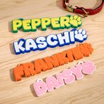 Personalised Dog 3D Printed Multicolor Name Plate with Dog Paw Kennel Accessory Birthday Gift for Pet Lovers