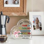 Plaque acrylique personnalisée Fleur Crayon Pomme Coeur avec Nom Texte et Date Cadeau d'appréciation de la rentrée des classes pour les enseignants