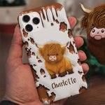 Funda personalizada de doble capa para iPhone con nombre Vaca de las Tierras Altas Regalo de cumpleaños para los amantes de las vacas de las Tierras Altas
