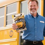 Personalised Erasable Cartoon Graffiti School Bus Acrylic Clipboard with Text Hard Work Gratitude Birthday Gift for School Bus Driver Staff