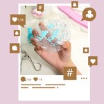 Personalized Mirror Glitter Heart Acrylic Nail Art Disc with Text Social Media Photo Display Beauty Salon Opening Gift for Manicurists Nail Artists