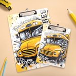 Personalised Erasable Cartoon Graffiti School Bus Acrylic Clipboard with Text Hard Work Gratitude Birthday Gift for School Bus Driver Staff