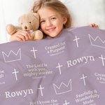 Personalised Cross Crown Bible Verse Soft Throw Blanket with Name Home Decor Baby Shower Baptism Gift for Baby Kid