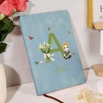 Taccuino A5/A6 in pelle PU personalizzato con personaggio fiore di nascita nome e iniziale kit scolastico regalo di compleanno per amici o famiglia