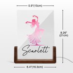 Personalized Multicolor Dancing Silhouette Acrylic LED Night Light with Wooden Base and Name Anniversary Birthday Gift for Dancers