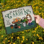 Gepersonaliseerde Cartoon Karakter Tuin Metalen Teken met Naam Tuin Decor Housewarming Verjaardagscadeau voor Oma Mam Tuinieren liefhebbers