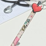 Personalized Cute Glitter Nurse Theme Pattern Push Ballpoint Pen with Name Appreciation Graduation Birthday Gift for Nurse Doctor Medical Staff