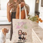 Personalized 3D Cartoon Character and 1-4 Dogs Multicolor Canvas Bag with Name Anniversary Birthday Gift for Friends Family Pet Lovers