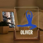 Personalized Multicolor Dancing Silhouette Acrylic LED Night Light with Wooden Base and Name Anniversary Birthday Gift for Dancers