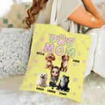 Personalized 3D Cartoon Character and 1-4 Dogs Multicolor Canvas Bag with Name Anniversary Birthday Gift for Friends Family Pet Lovers