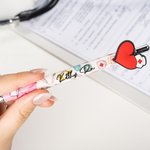 Personalized Cute Glitter Nurse Theme Pattern Push Ballpoint Pen with Name Appreciation Graduation Birthday Gift for Nurse Doctor Medical Staff