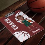 Personalized Cartoon Basketball Football Character Acrylic Clipboard with Name and Title Birthday Appreciation Gift for Coach Team Member