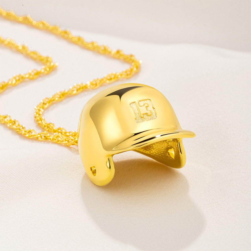 Collier pendentif casque de baseball et softball avec numéro gravé Cadeau d'anniversaire pour les amoureux des sports de balle