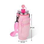 Personalisierte Perle Initiale Trinkflasche Tasche für 1,2 L Becher mit Strohhalm-Abdeckkappe Abnehmbarer Umhängeschlaufe Geschenk für Freundin