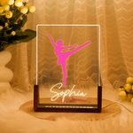 Personalized Multicolor Dancing Silhouette Acrylic LED Night Light with Wooden Base and Name Anniversary Birthday Gift for Dancers
