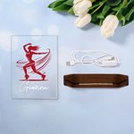 Personalized Multicolor Dancing Silhouette Acrylic LED Night Light with Wooden Base and Name Anniversary Birthday Gift for Dancers