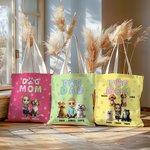 Personalized 3D Cartoon Character and 1-4 Dogs Multicolor Canvas Bag with Name Anniversary Birthday Gift for Friends Family Pet Lovers