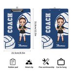Personalized Cartoon Basketball Football Character Acrylic Clipboard with Name and Title Birthday Appreciation Gift for Coach Team Member