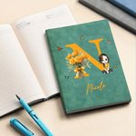 Taccuino A5/A6 in pelle PU personalizzato con personaggio fiore di nascita nome e iniziale kit scolastico regalo di compleanno per amici o famiglia