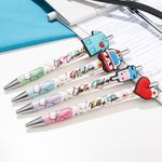 Personalized Cute Glitter Nurse Theme Pattern Push Ballpoint Pen with Name Appreciation Graduation Birthday Gift for Nurse Doctor Medical Staff