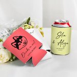 Henkilökohtainen monivärinen koira kissa linja piirustus voi jäähdytin hihan nimi ja päivämäärä häät puolue syntymäpäivä lahja lemmikkieläinten ystäville oluen ystäville