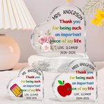 Plaque acrylique personnalisée Fleur Crayon Pomme Coeur avec Nom Texte et Date Cadeau d'appréciation de la rentrée des classes pour les enseignants