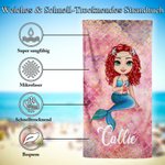 Personalisiertes Traumhaftes Cartoon Meerjungfrau Strandtuch mit Namen Schnelltrocknend Übergroß Sommer Party Geburtstag Geschenk für Mädchen Damen