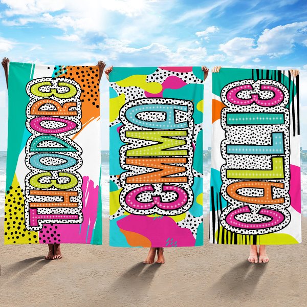 Henkilökohtainen värikäs dalmatialainen piste nopea kuivua ylisuuri mikrokuituliina rantapyyhe nimi Beach Party Essential syntymäpäivälahja naisille tytöille pojille