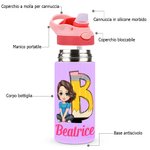 Borraccia con cannuccia personalizzata con nome personaggio cartone animato e designi diversi d'iniziale ritorna alla scuola regalo per ragazzi