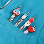 Personalized Cute Glitter Nurse Theme Pattern Push Ballpoint Pen with Name Appreciation Graduation Birthday Gift for Nurse Doctor Medical Staff