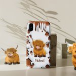 Funda personalizada de doble capa para iPhone con nombre Vaca de las Tierras Altas Regalo de cumpleaños para los amantes de las vacas de las Tierras Altas