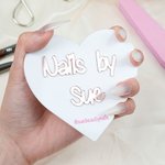 Personalized Mirror Glitter Heart Acrylic Nail Art Disc with Text Social Media Photo Display Beauty Salon Opening Gift for Manicurists Nail Artists