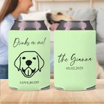 Henkilökohtainen monivärinen koira kissa linja piirustus voi jäähdytin hihan nimi ja päivämäärä häät puolue syntymäpäivä lahja lemmikkieläinten ystäville oluen ystäville