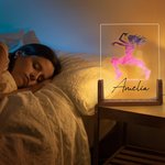 Personalized Multicolor Dancing Silhouette Acrylic LED Night Light with Wooden Base and Name Anniversary Birthday Gift for Dancers