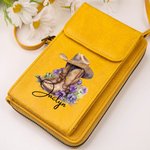 Personalised Cowgirl Hat Birth Flower Boots PU Leather Crossbody Bag Wallet with Name and Card Slots Travel Accessories Birthday Gift for Women