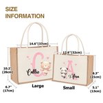Personalizzato Animale carino Ballerina Borsa in iuta durevole con iniziale e nome Viaggio Regalo di compleanno essenziale per gli amanti del balletto