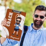 Personalized Cartoon Basketball Football Character Acrylic Clipboard with Name and Title Birthday Appreciation Gift for Coach Team Member