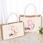Personalizzato Animale carino Ballerina Borsa in iuta durevole con iniziale e nome Viaggio Regalo di compleanno essenziale per gli amanti del balletto