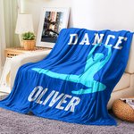 Personalized Multicolor Ballet Dancing Silhouette Soft Throw Blanket with Name and Text Home Decor Birthday Gift for Dancers