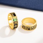 Personlig studentmössa Mascot Sports Icon Birthstone Stämplad ring med skolans namn och år Graduation Anniversary Gift for Graduates Klasskamrater