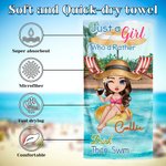 Personalized Cartoon Character Pool Vacation Soft Quick Dry Beach Towel with Name Summer Holiday Party Birthday Gift for Women