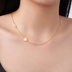 Personalizado delicado trébol de cuatro hojas collar de impresión de la pata con la inicial Aniversario Cumpleaños Regalo para Mujeres dueños de mascotas Amantes