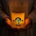 Gepersonaliseerde Kaarsenpot met Honden- of Kattenpootafdruk Foto Naam en Jaartal met LED-kaars Houten Deksel Herdenkingscadeau voor Huisdierverlies