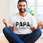 Personalised Dad Papa 100% Cotton T-shirt with 1-5 Kid's Name Birthday Father's Day Gift for Man