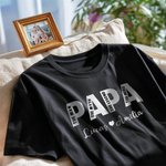 Personalised Dad Papa 100% Cotton T-shirt with 1-5 Kid's Name Birthday Father's Day Gift for Man