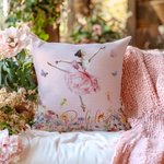 Personalized Birth Flower Butterfly Ballet Girl Soft Throw Pillow Cover with Name Home Decor Anniversary Birthday Gift for Girls Women Dancers