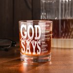 Personalized God Says Ebible Verse 10 oz Old Fashioned Rock Whiskey Glass with Nickname Father's Day Birthday Gift for Man Christian