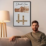 Personalized Fist Bump Crossword Puzzle Poster Frameless Framed Painting with 2-8 Kids Home Decor Birthday Father's Day Gift for Dad Grandfather