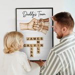 Personalized Fist Bump Crossword Puzzle Poster Frameless Framed Painting with 2-8 Kids Home Decor Birthday Father's Day Gift for Dad Grandfather