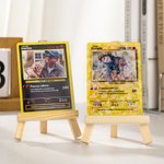 Carta Poke TCG classica personalizzata con testo e supporto in legno regalo di compleanno per festa del papà per famiglia